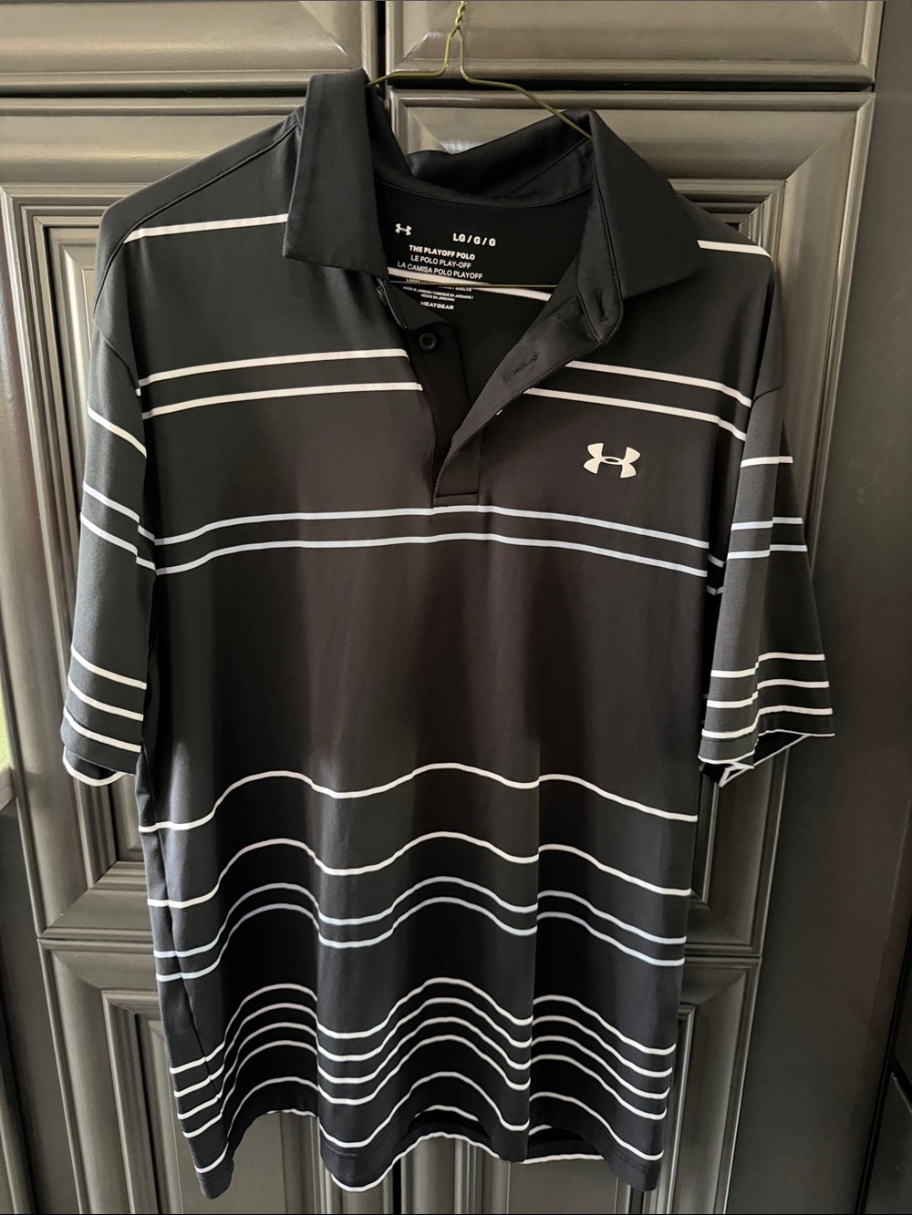 Under Armour Black Polo with White Stripes